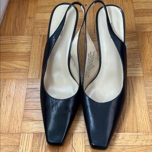 TRES YOU Black leather Slingback Heels